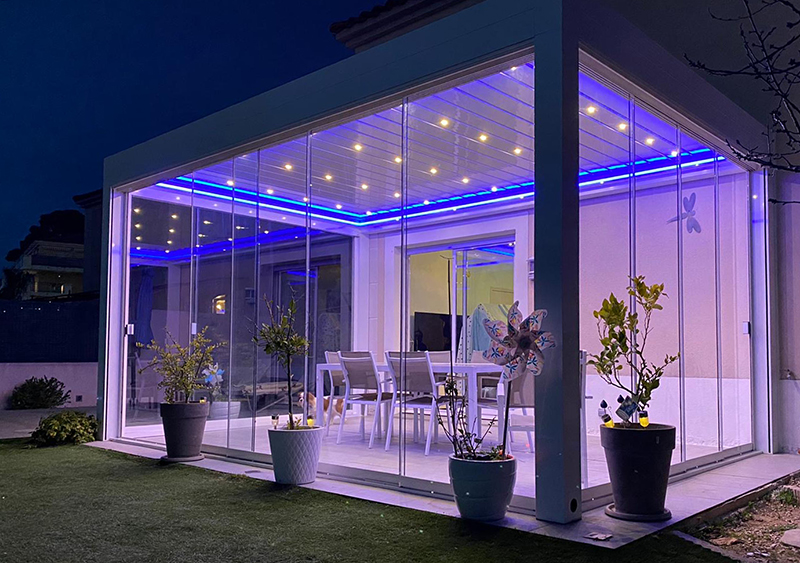 Chantier pergola bioclimatique Med Varia